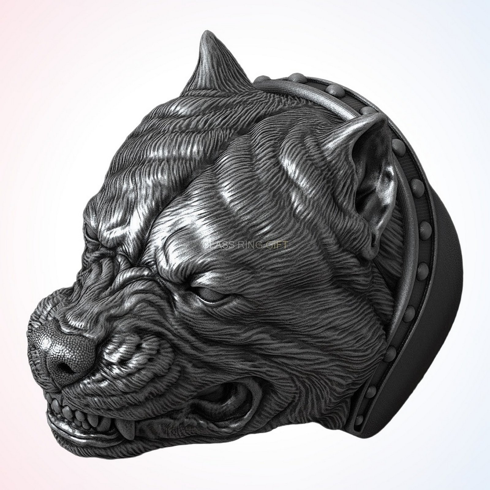 Gift for him angry pitbull, back three-quarter view