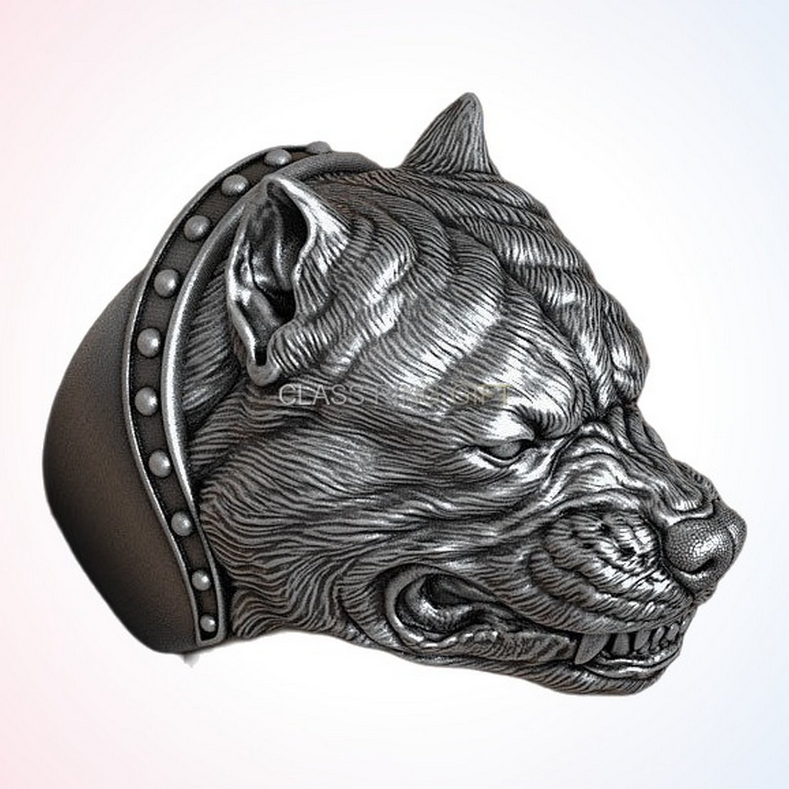 Gift for him angry pitbull, right side angled view