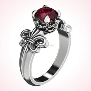 Gift for her heraldic lily statement ring, 925 sterling silver