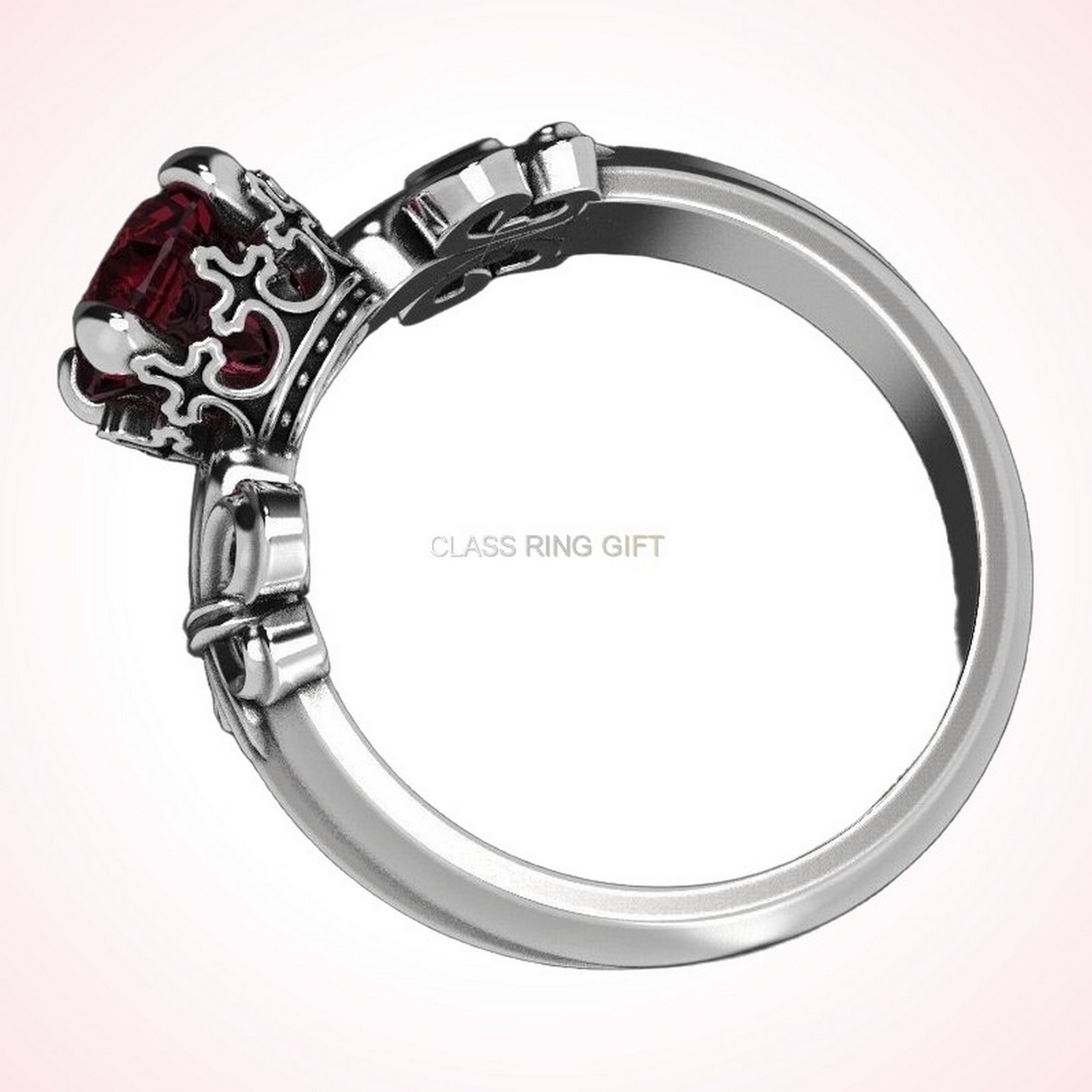 Gift for her heraldic lily statement ring, 925 sterling silver