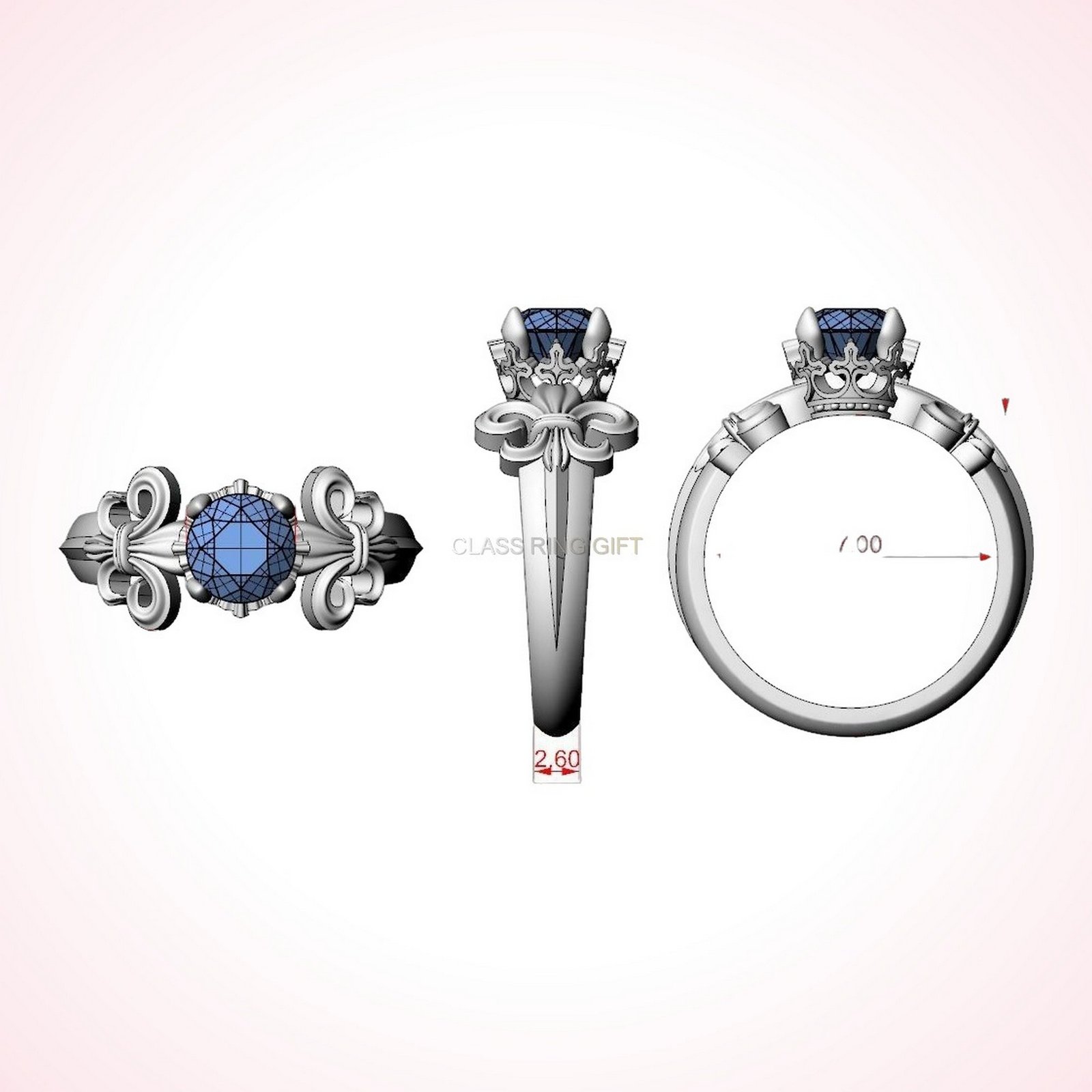 Gift for her heraldic lily statement ring, 925 sterling silver