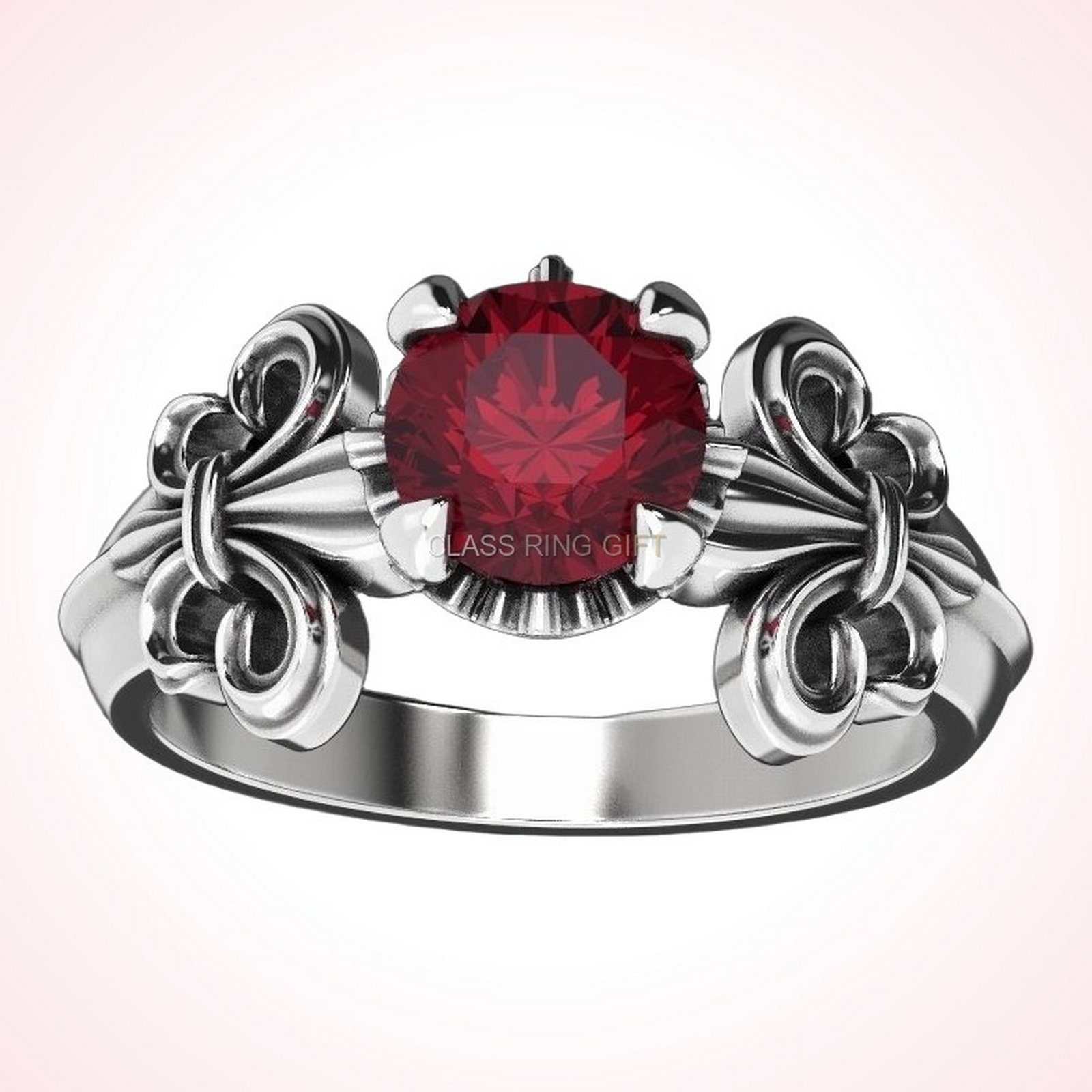 Gift for her heraldic lily statement ring, 925 sterling silver