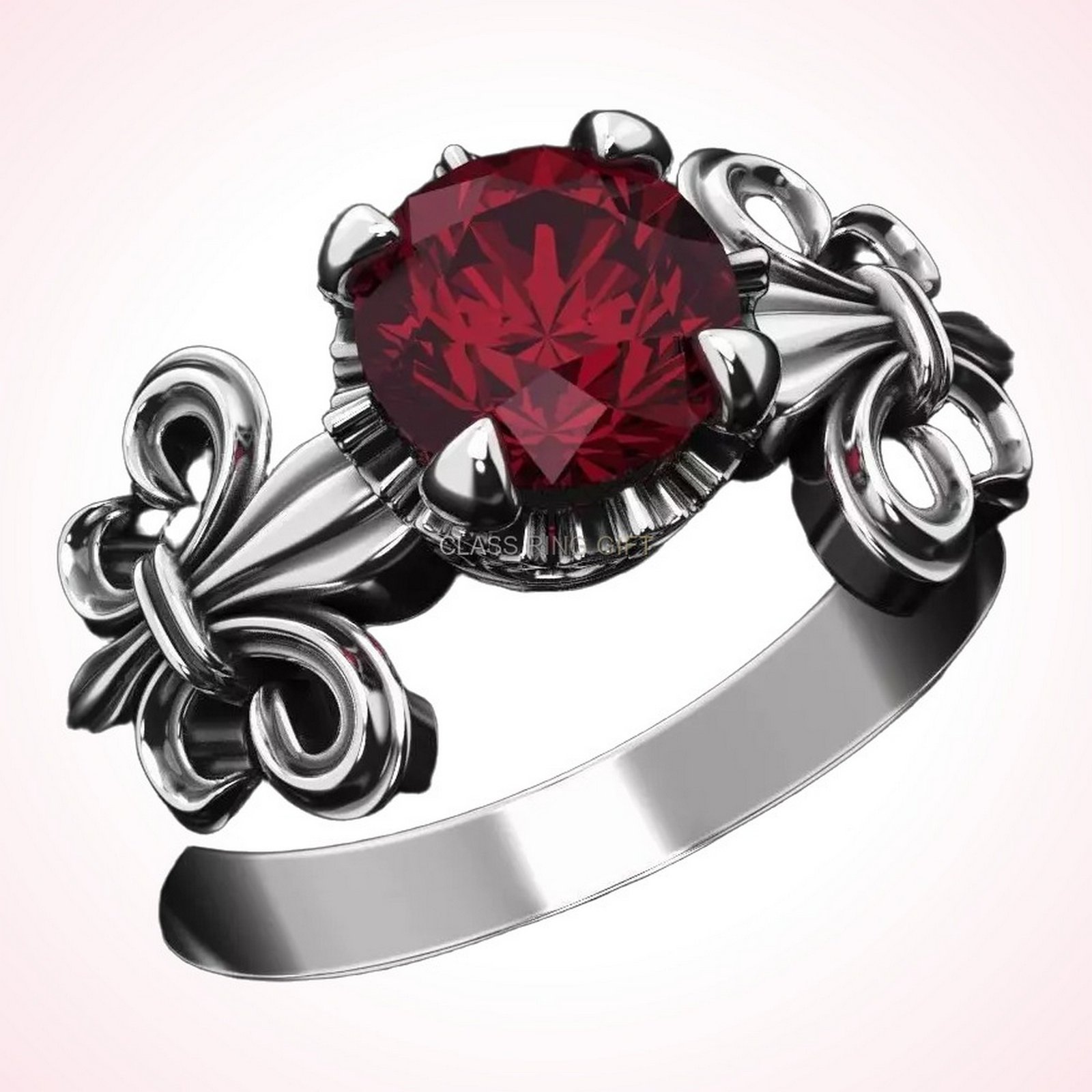 Gift for her heraldic lily statement ring, 925 sterling silver