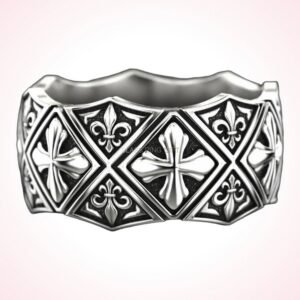 Fleur christian gift maltese cross ring, oxidized 925 sterling silver