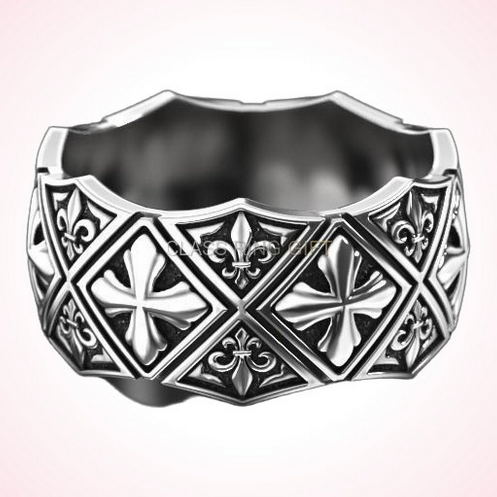 Fleur christian gift maltese cross ring, angled three-quarter view