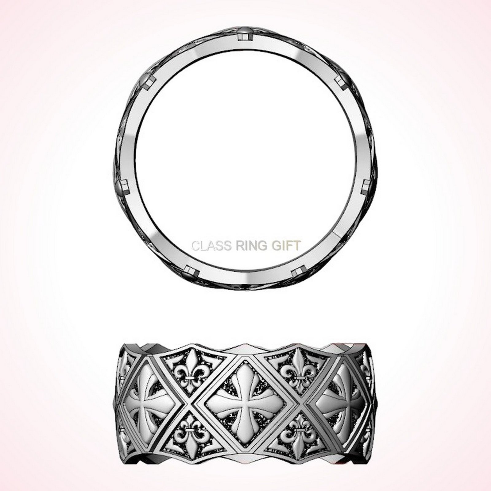 Fleur christian gift maltese cross ring, oxidized 925 sterling silver