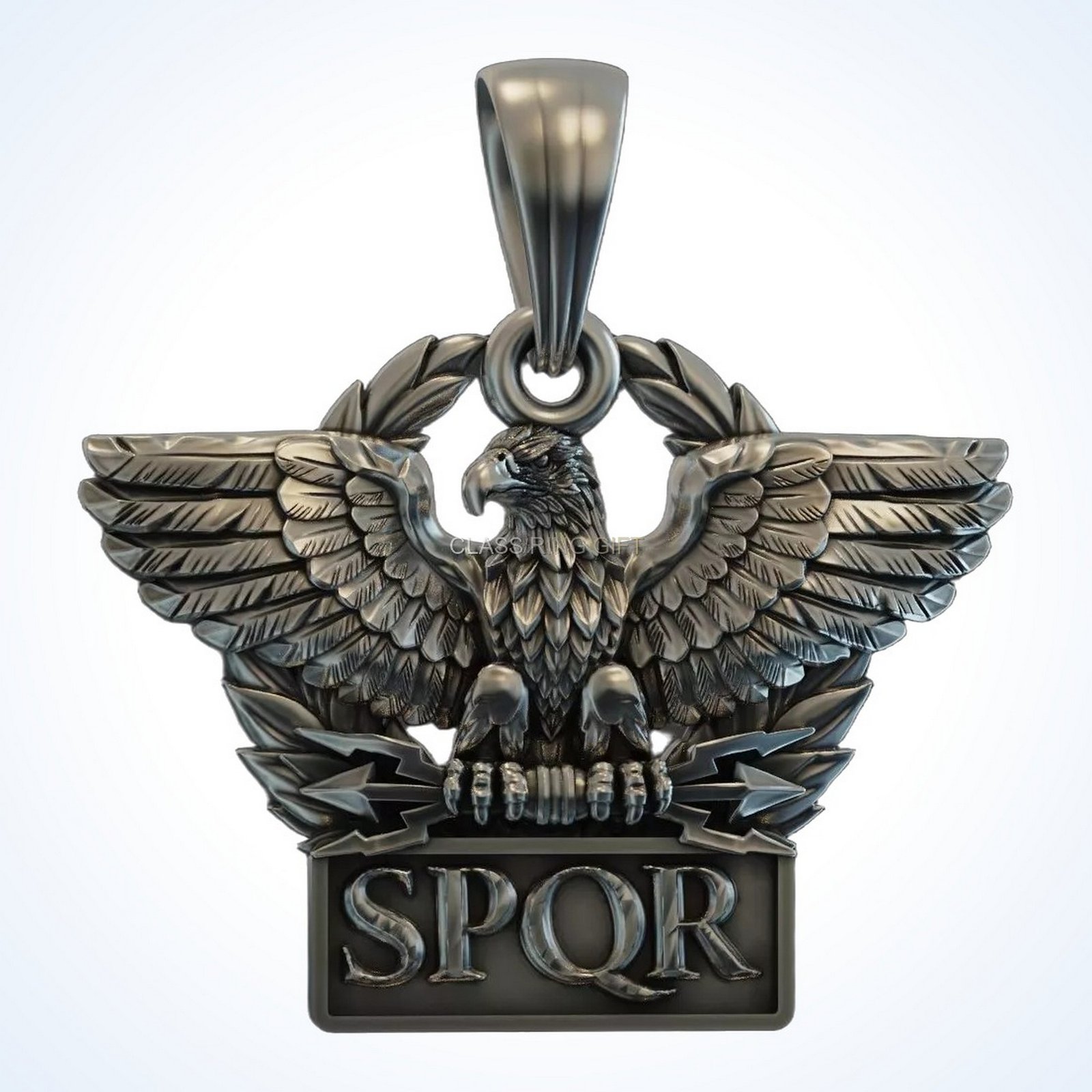 Gift for him roman aquila, Back view showing eagle and SPQR base