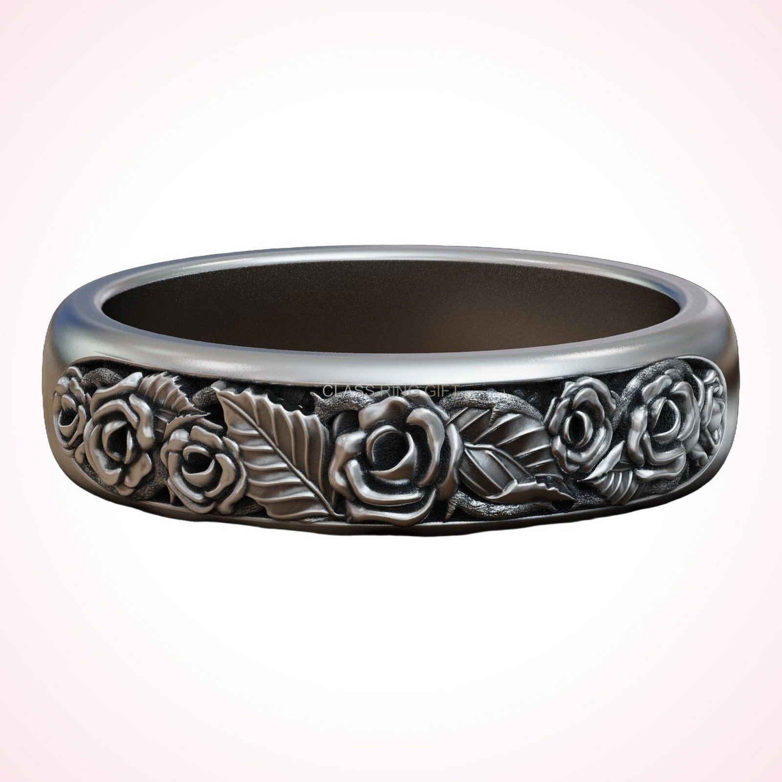 Gift for her roses thorns ring, handmade 925 sterling silver statement band