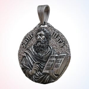 Christian gift saint mark pendant in 925 sterling silver