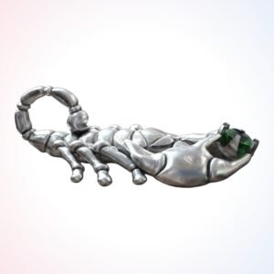 Personalized gift scorpion gem pendant, 925 sterling silver, green gemstone in claws