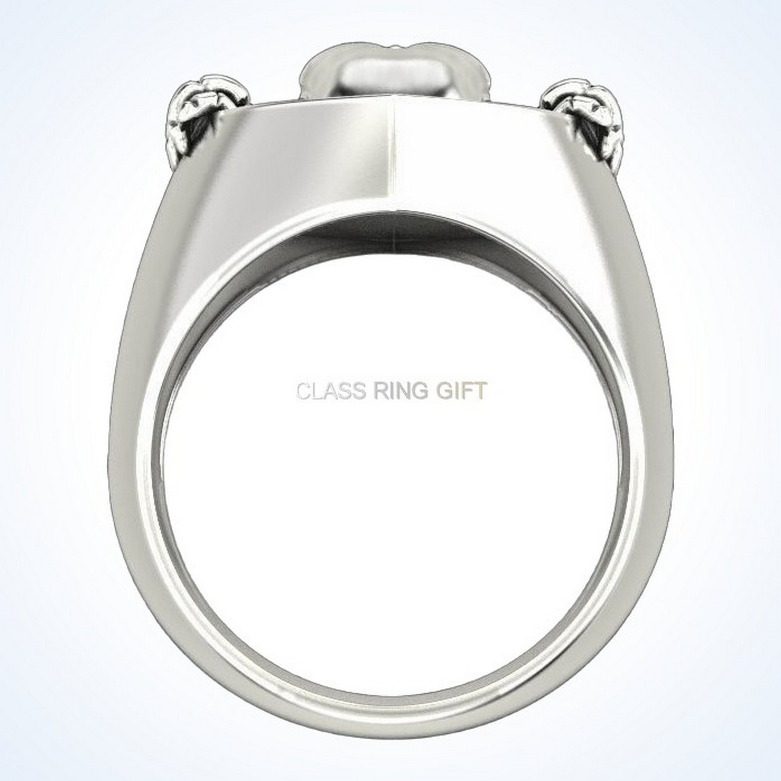 Gift for him skull bone ring with articulated hands, front view