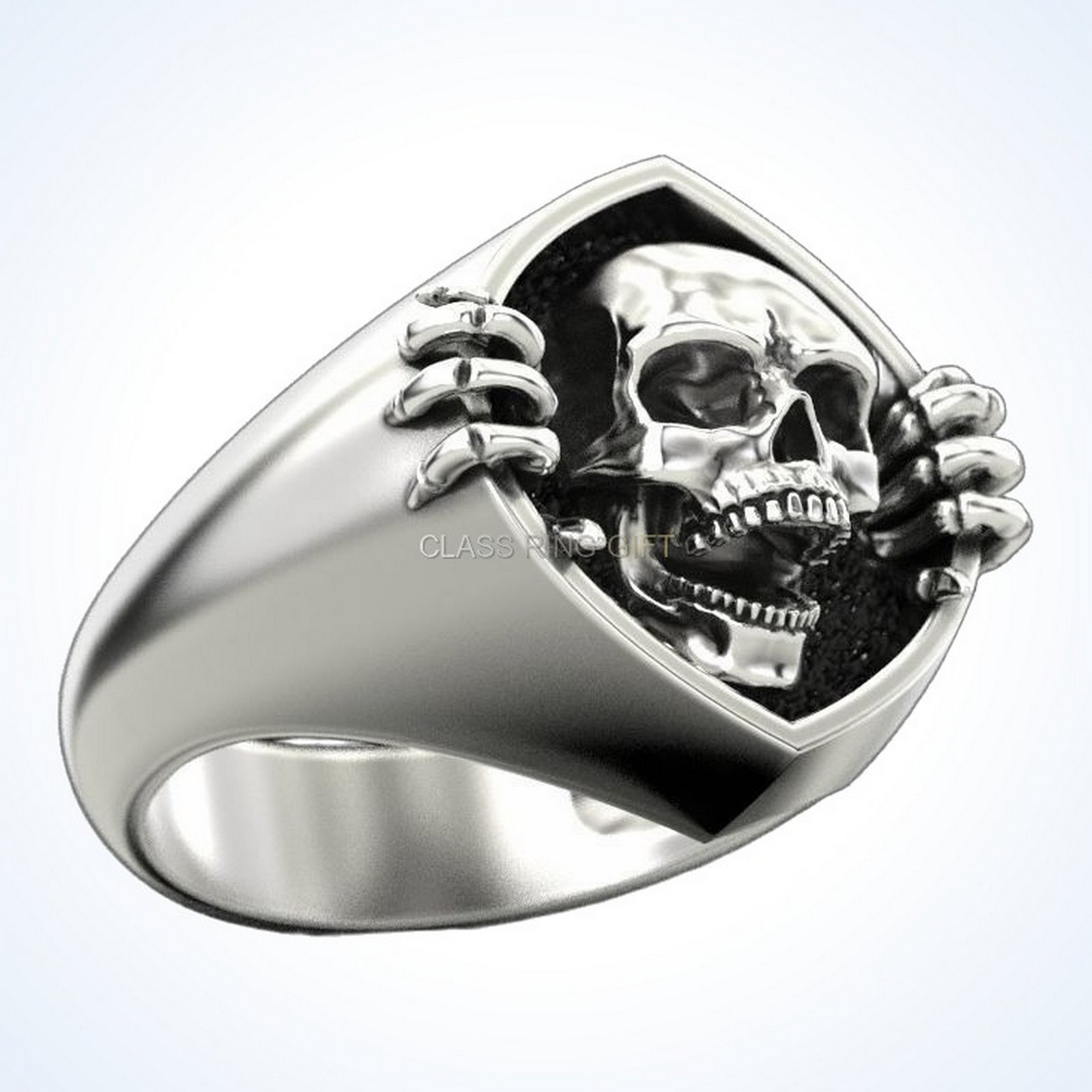 Gift for him skull bone, three-quarter angled view showing depth