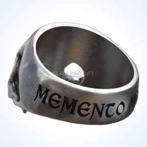 gift for him skull engraving memento mori 925 silver ring front view
