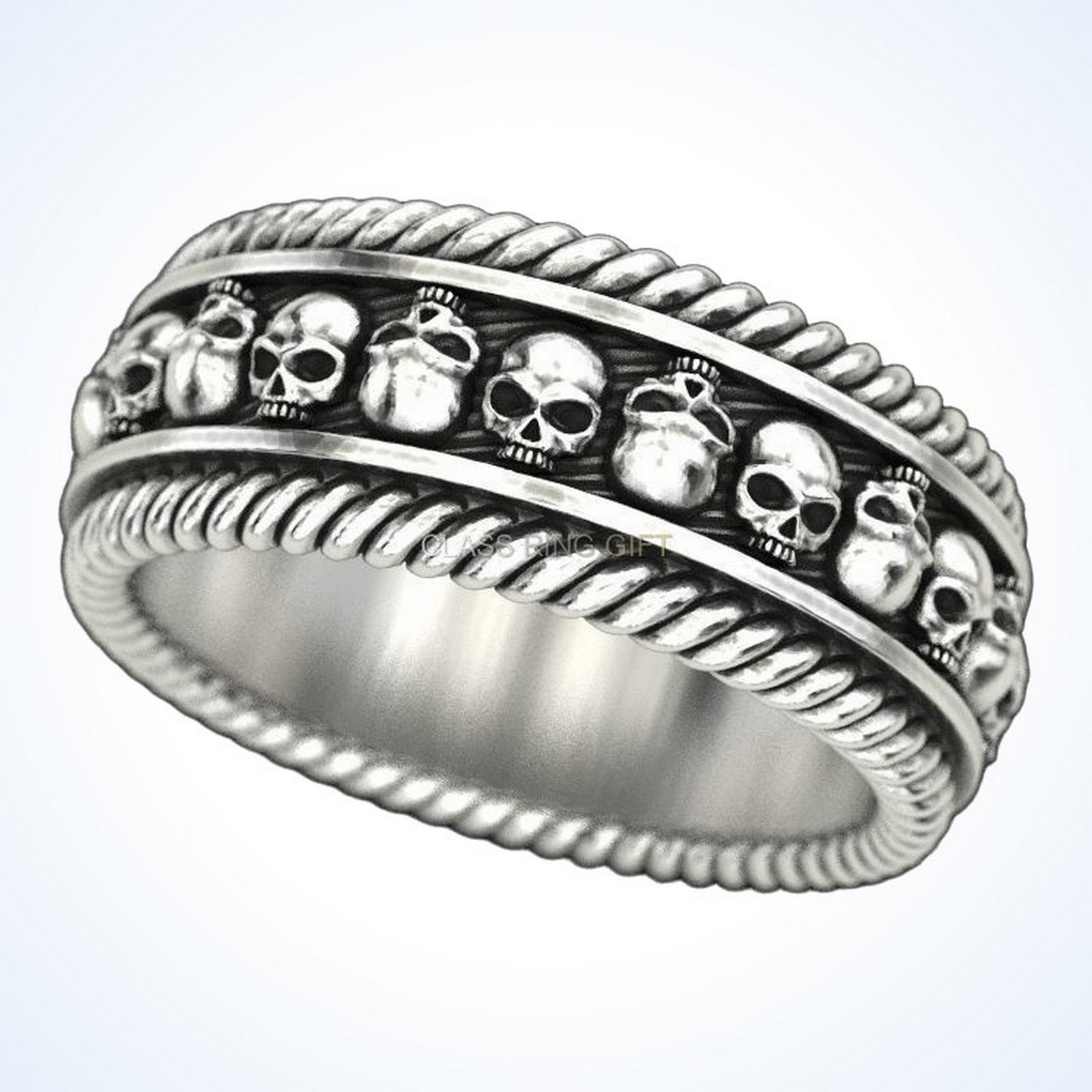 Gift for him skulls many, angled three-quarter perspective