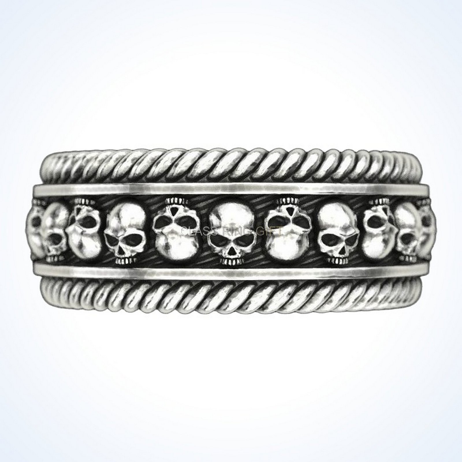 Gift for him skulls many, side profile showing band depth