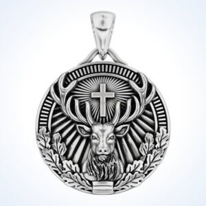 signet gift for him st hubertus pendant with stag and cross