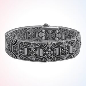 Christian gift stylish in bracelet with oxidized cross filigree details