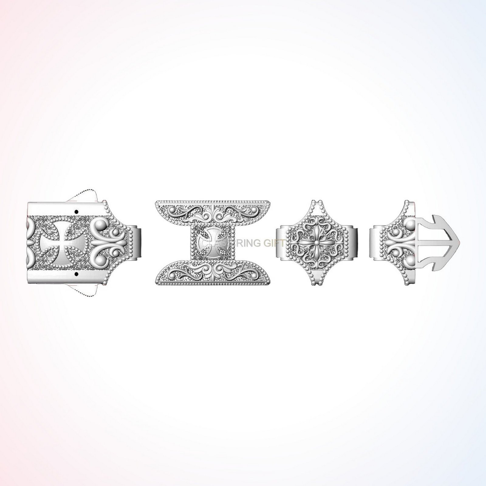Christian gift stylish in bracelet with oxidized cross filigree details