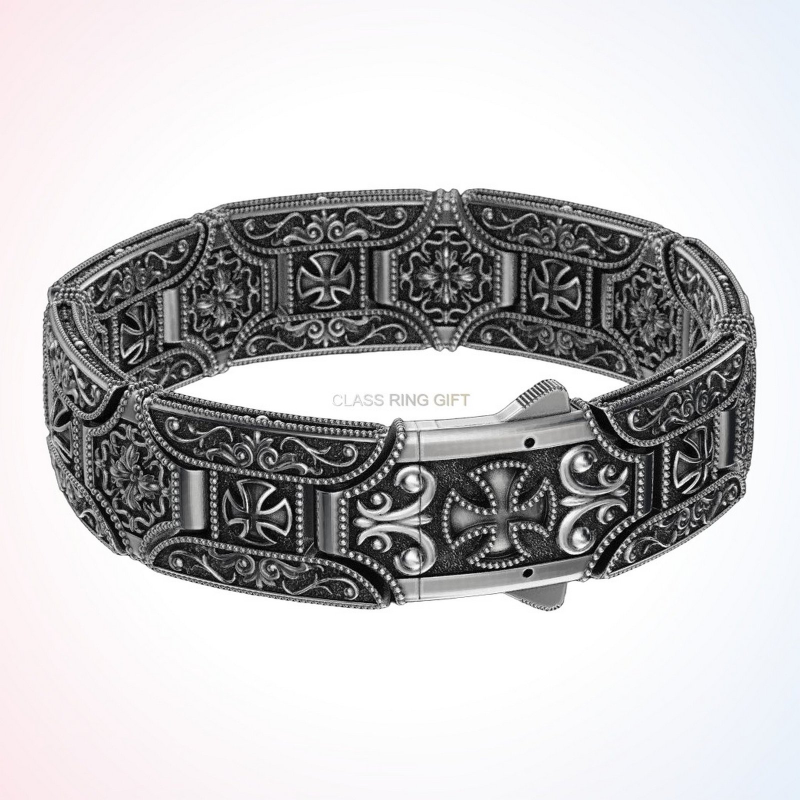 Christian gift stylish in bracelet, angled three-quarter view showing depth