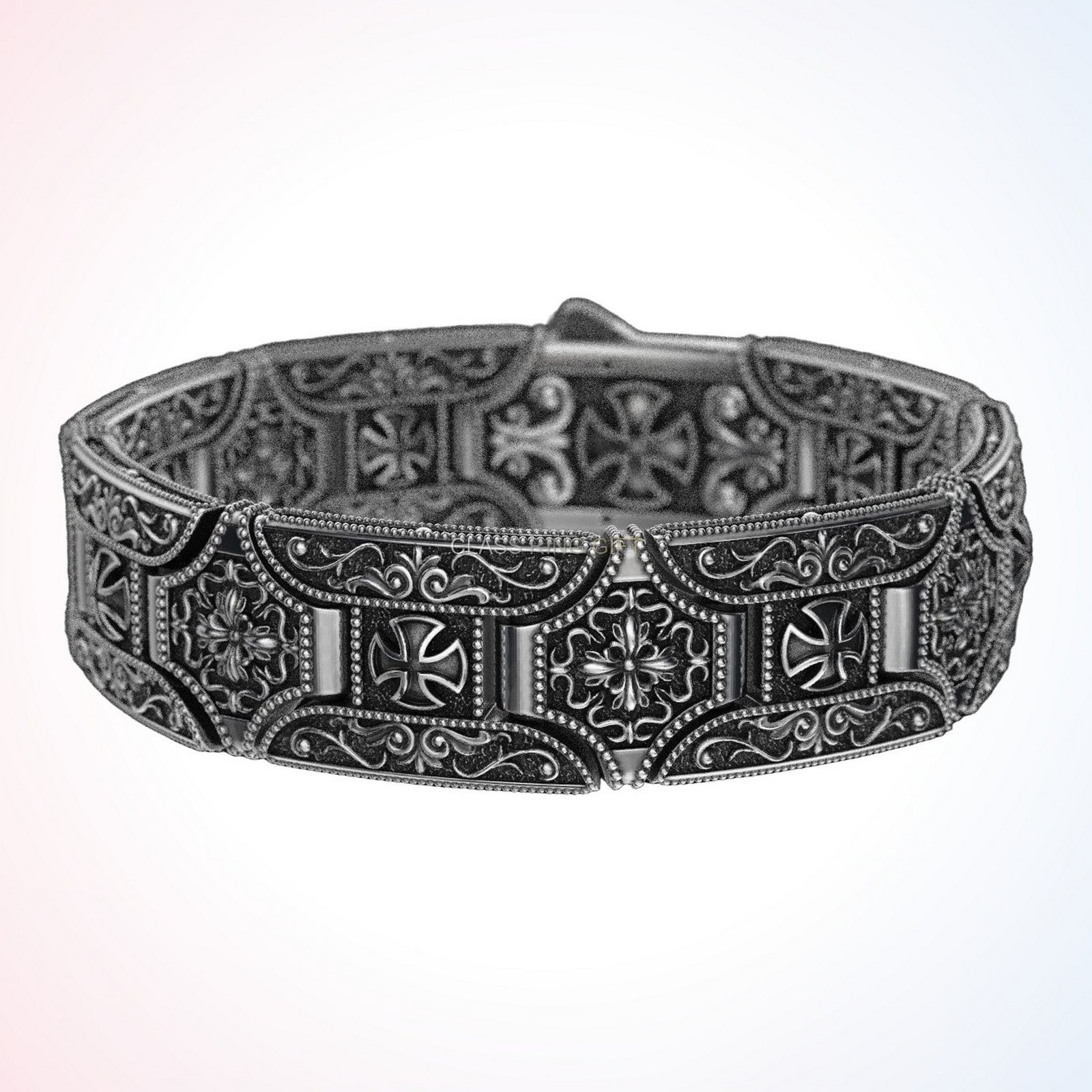 Christian gift stylish in bracelet, front straight view with hinged closure