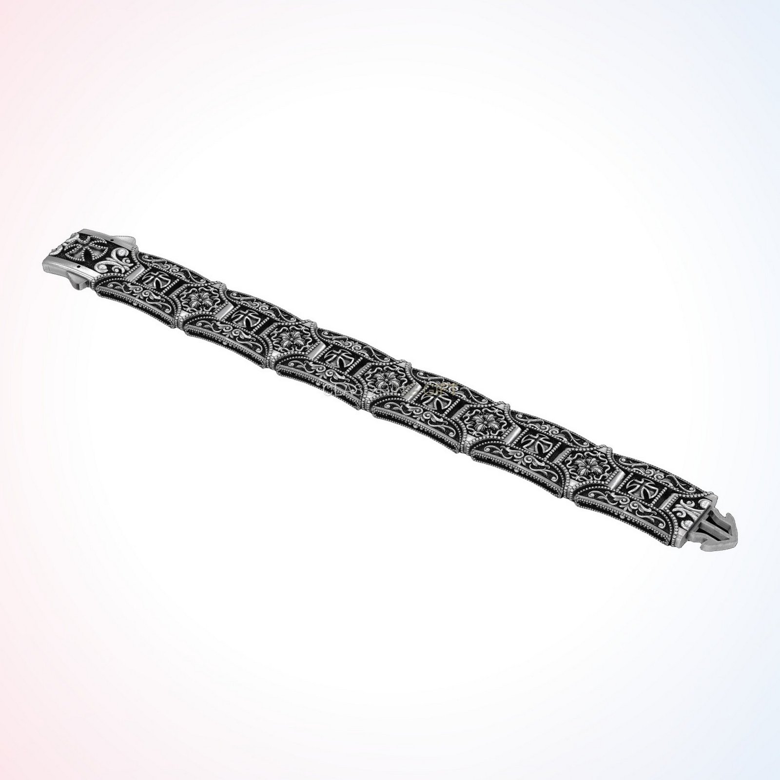 Christian gift stylish in bracelet with oxidized cross filigree details