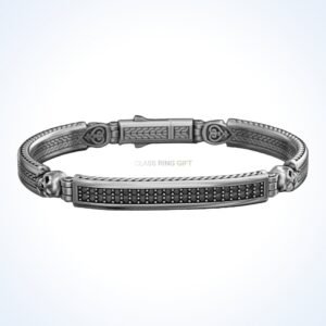 gift for him stylish skull bracelet oxidized 925 silver with rope borders