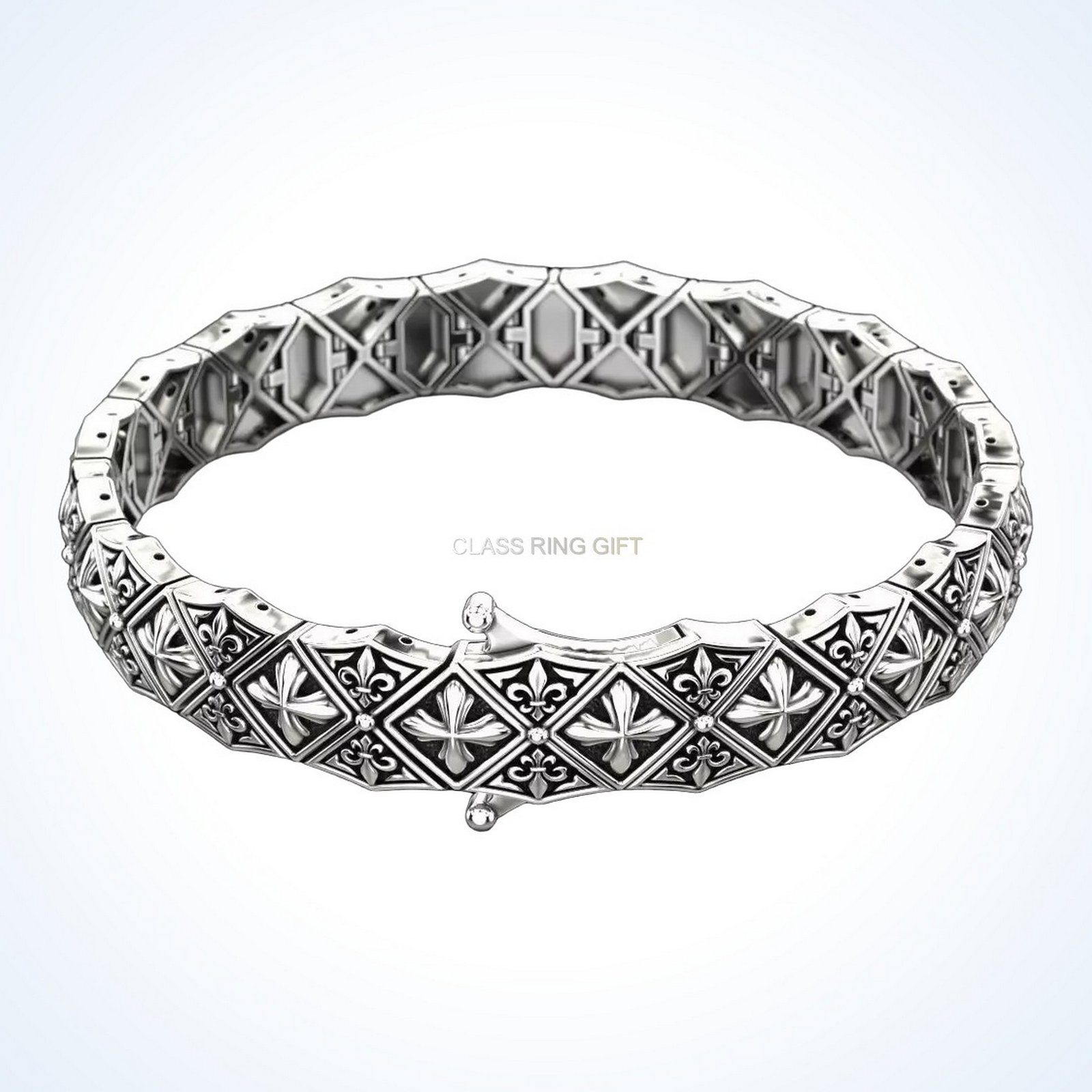 christian gift stylish cross bracelet in oxidized antique 925 sterling silver