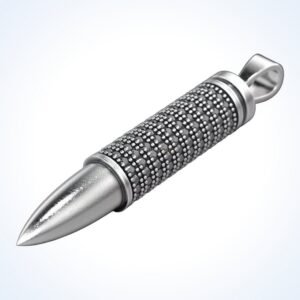Gift for him stylish bullet pendant, 925 sterling silver with beaded frame