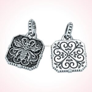 gift for her stylish butterfly pendant baroque frame oxidized silver