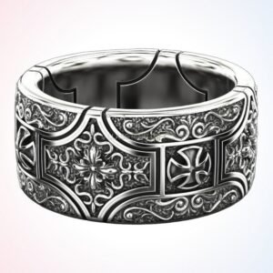 christian gift stylish in ring with cross and ornate details