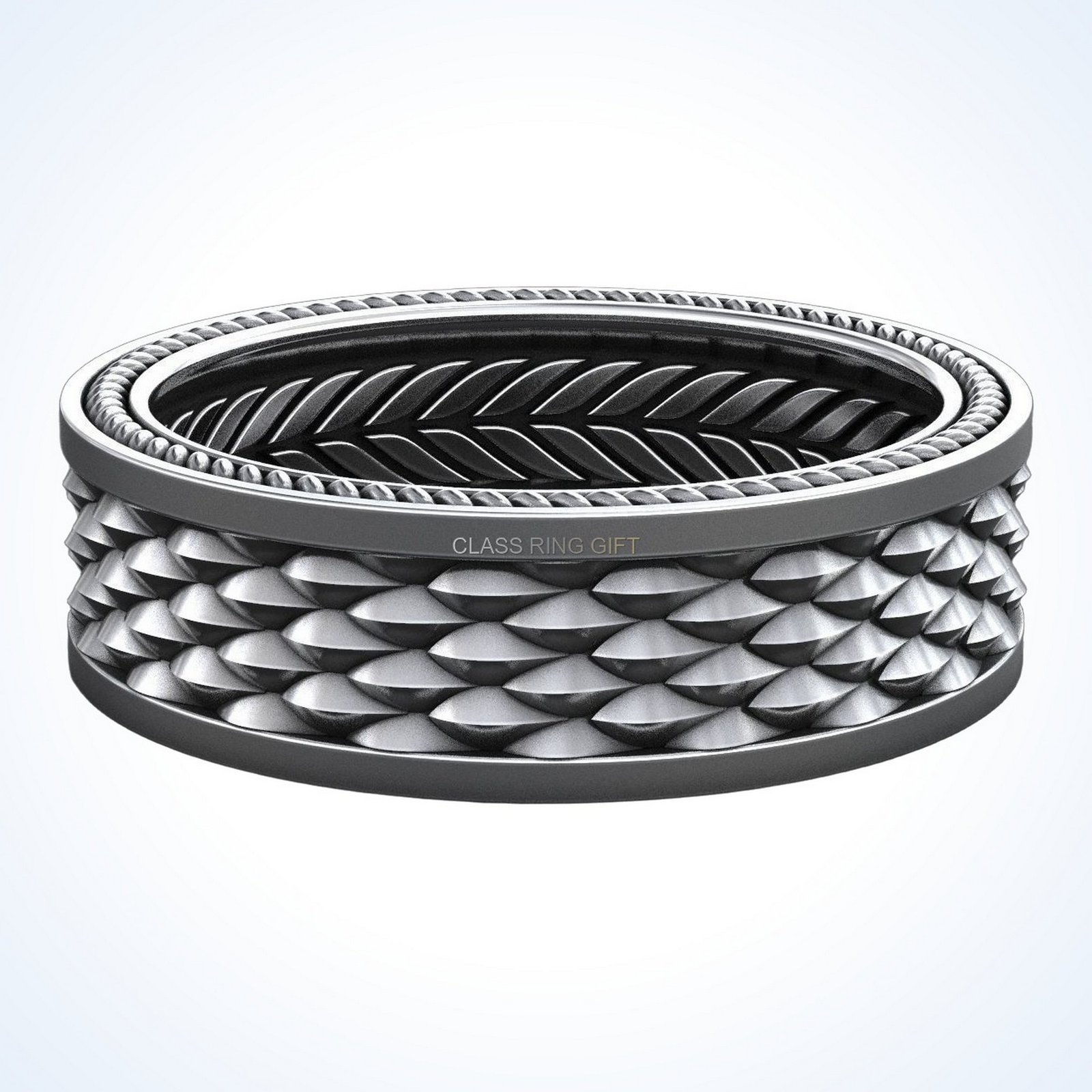 Gift for him stylish scale, top-down band view showing scale texture