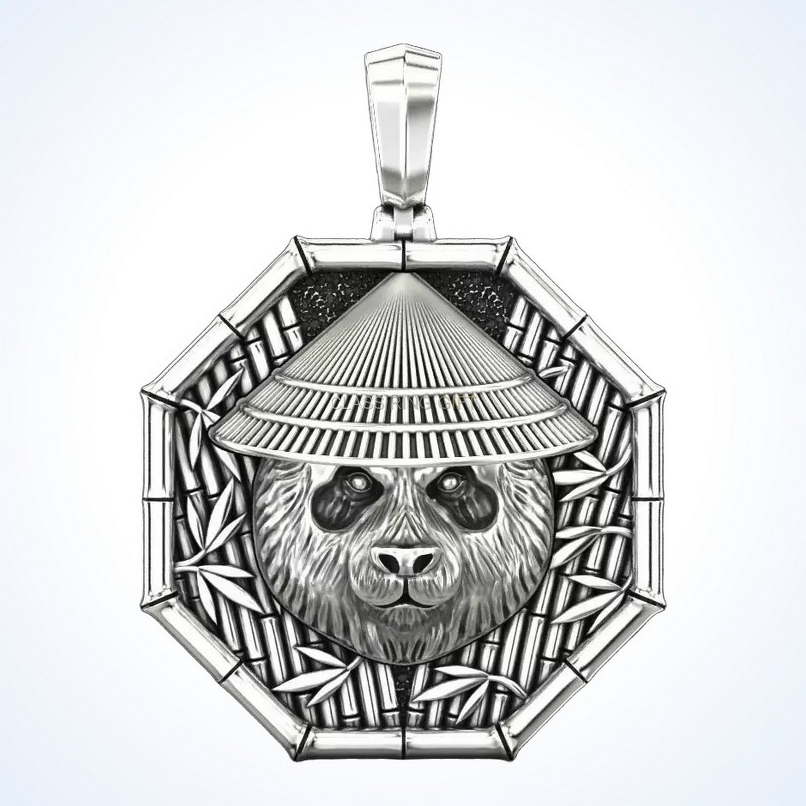 Gift for him suspension japanese, straight-on panda samurai design