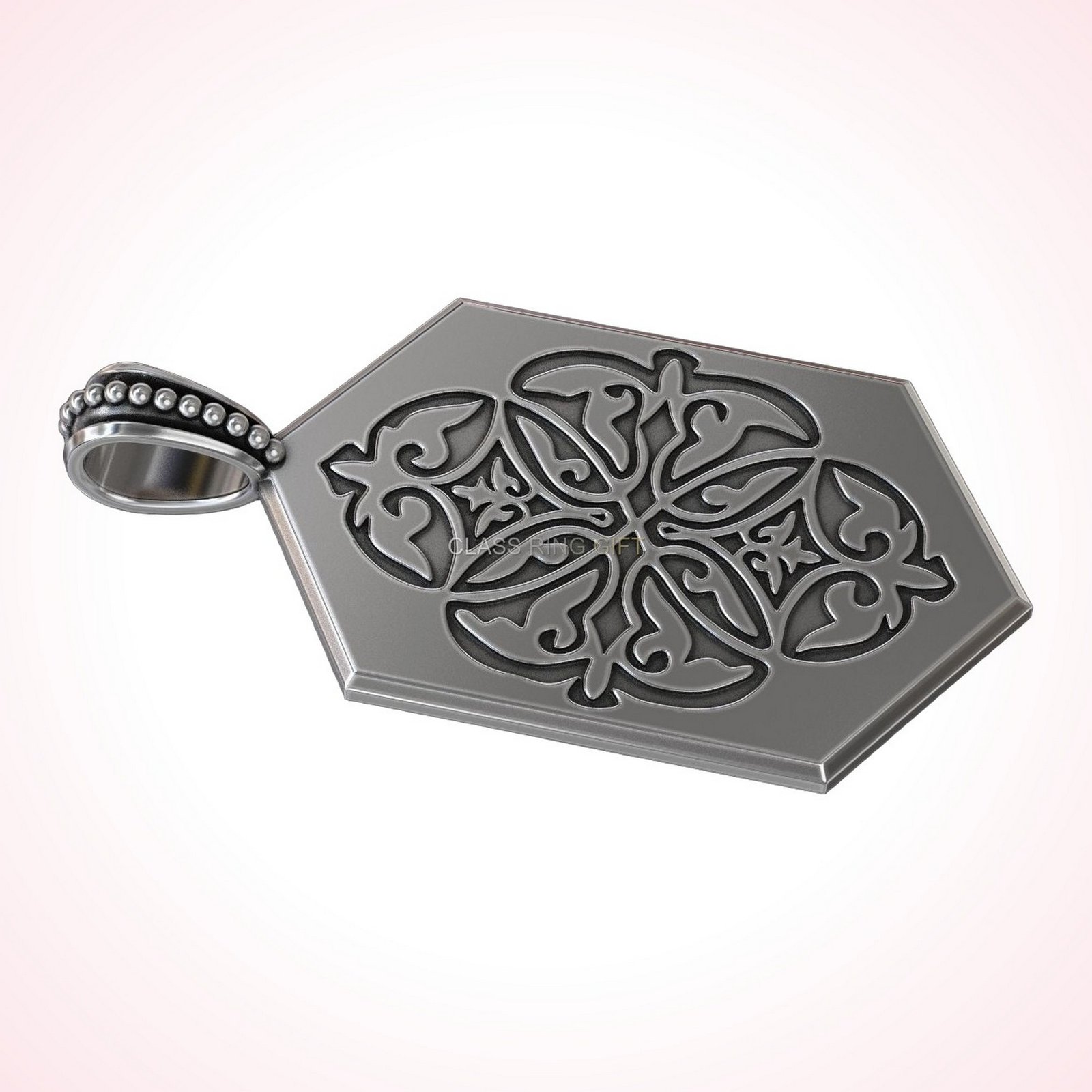 Gift for her suspension heraldic lily pendant in oxidized sterling silver