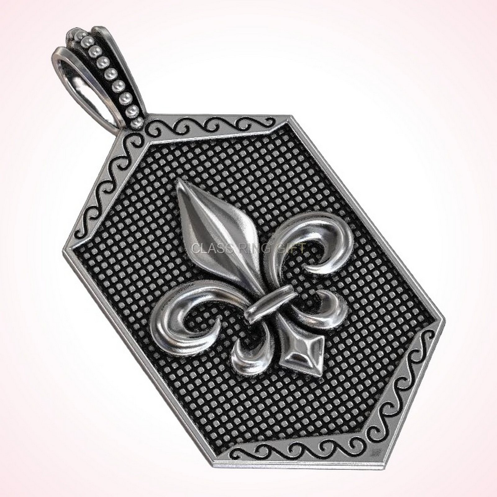 Gift for her suspension heraldic, angled side profile showing depth