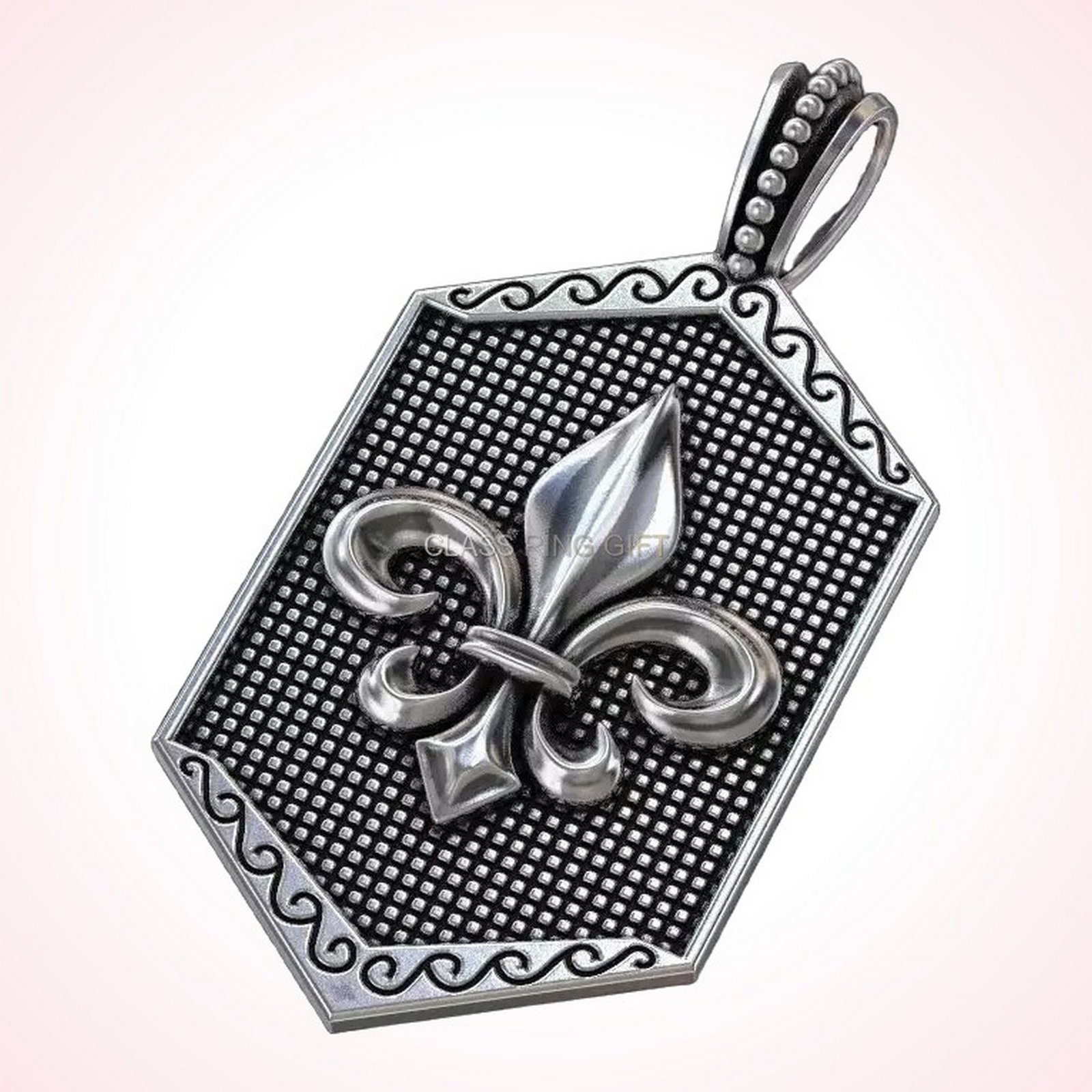 Gift for her suspension heraldic, overhead view showing complete pendant design