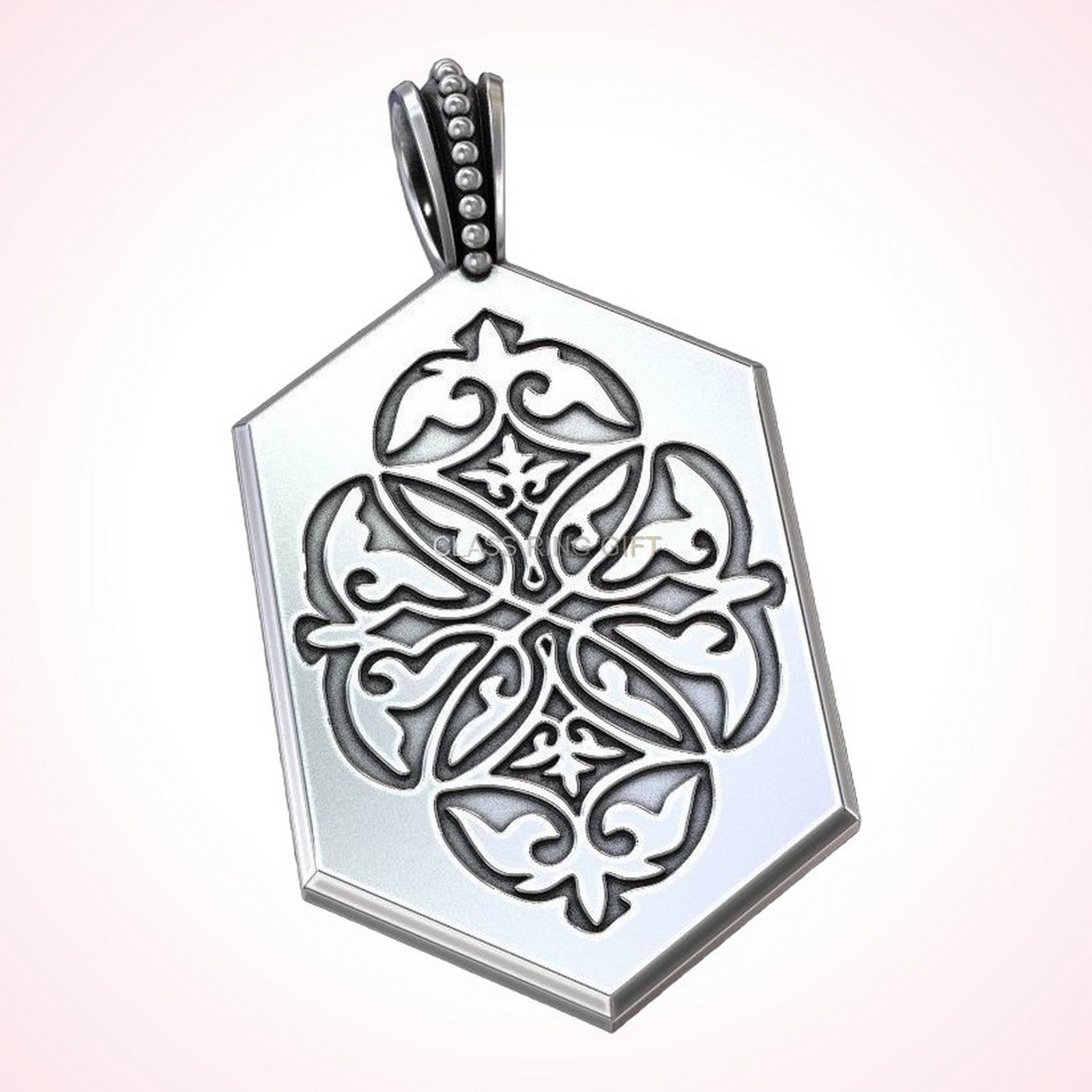 Gift for her suspension heraldic lily pendant in oxidized sterling silver