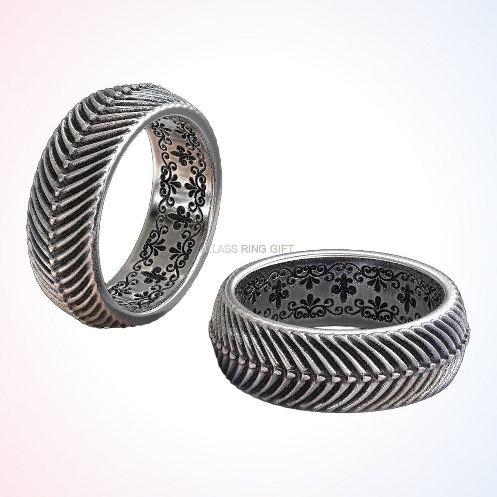 Personalized gift in of ring, angled detail view pair