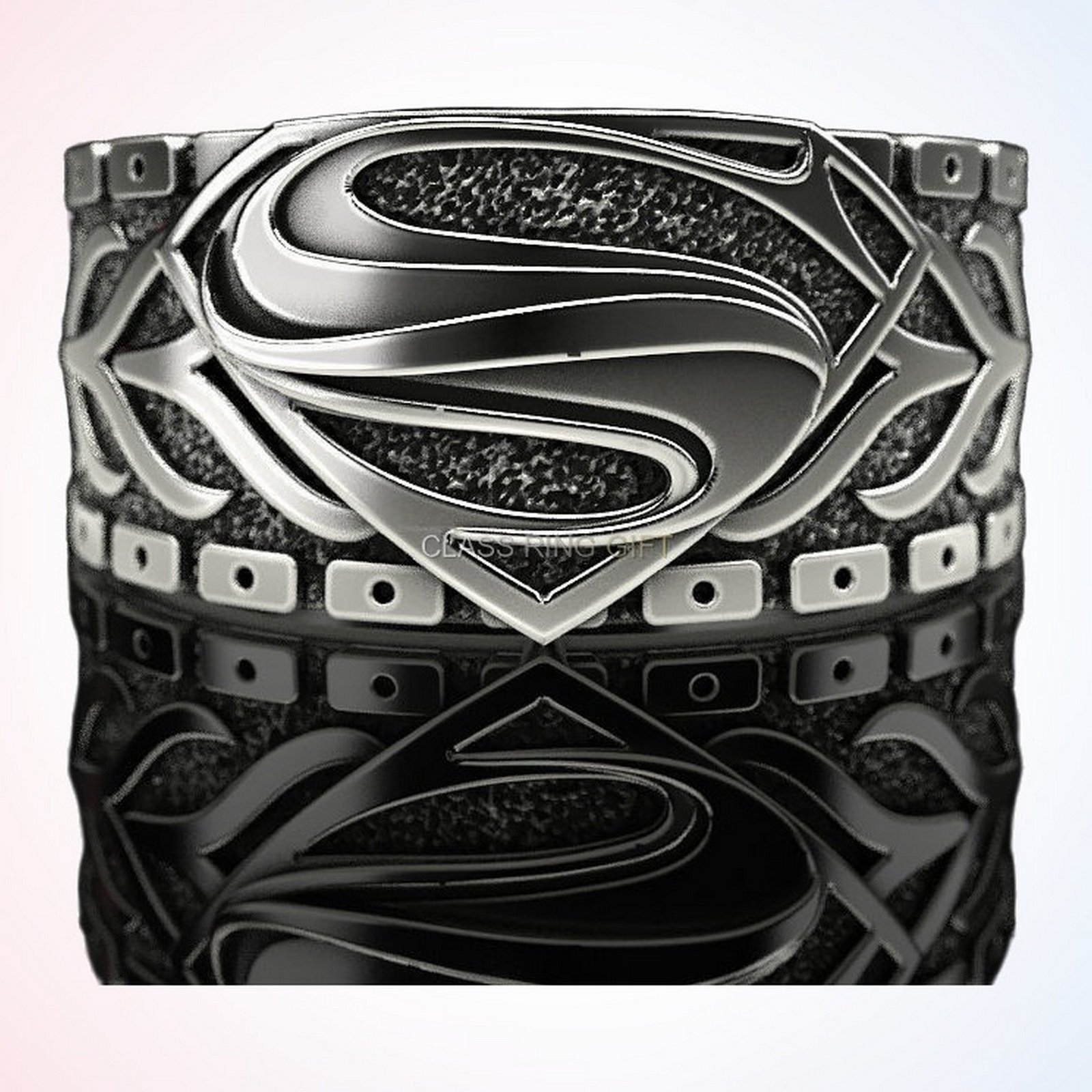 personalized gift of superman ring 2 with shield emblem face-on