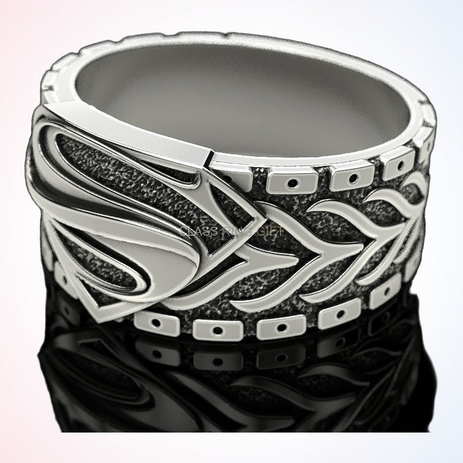 Personalized gift of superman ring 2, interior hollow view with band