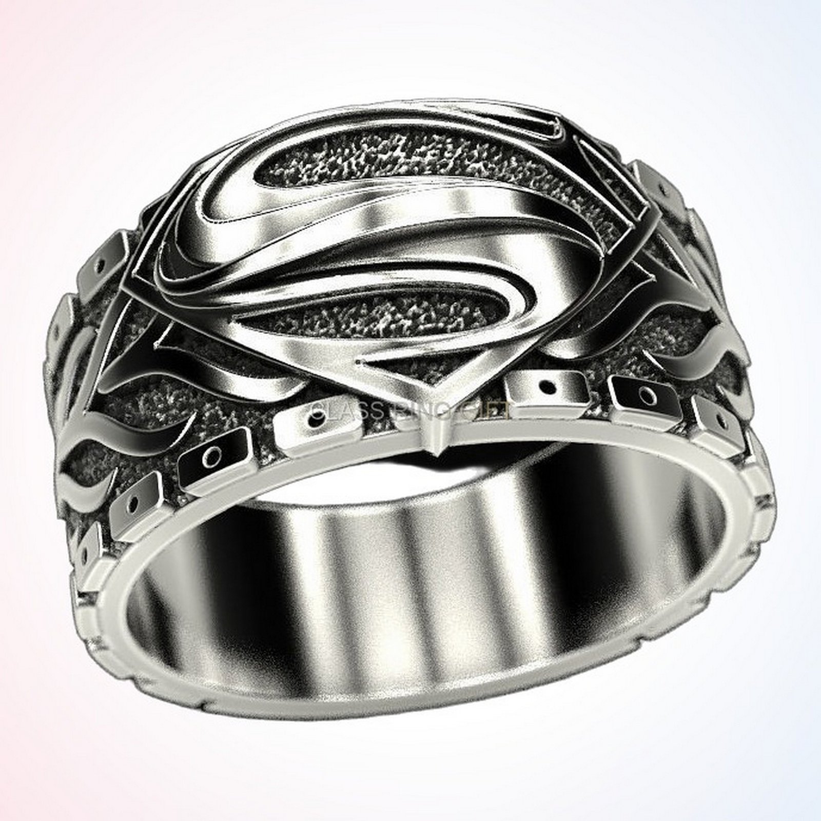 personalized gift of superman ring 2 with shield emblem face-on