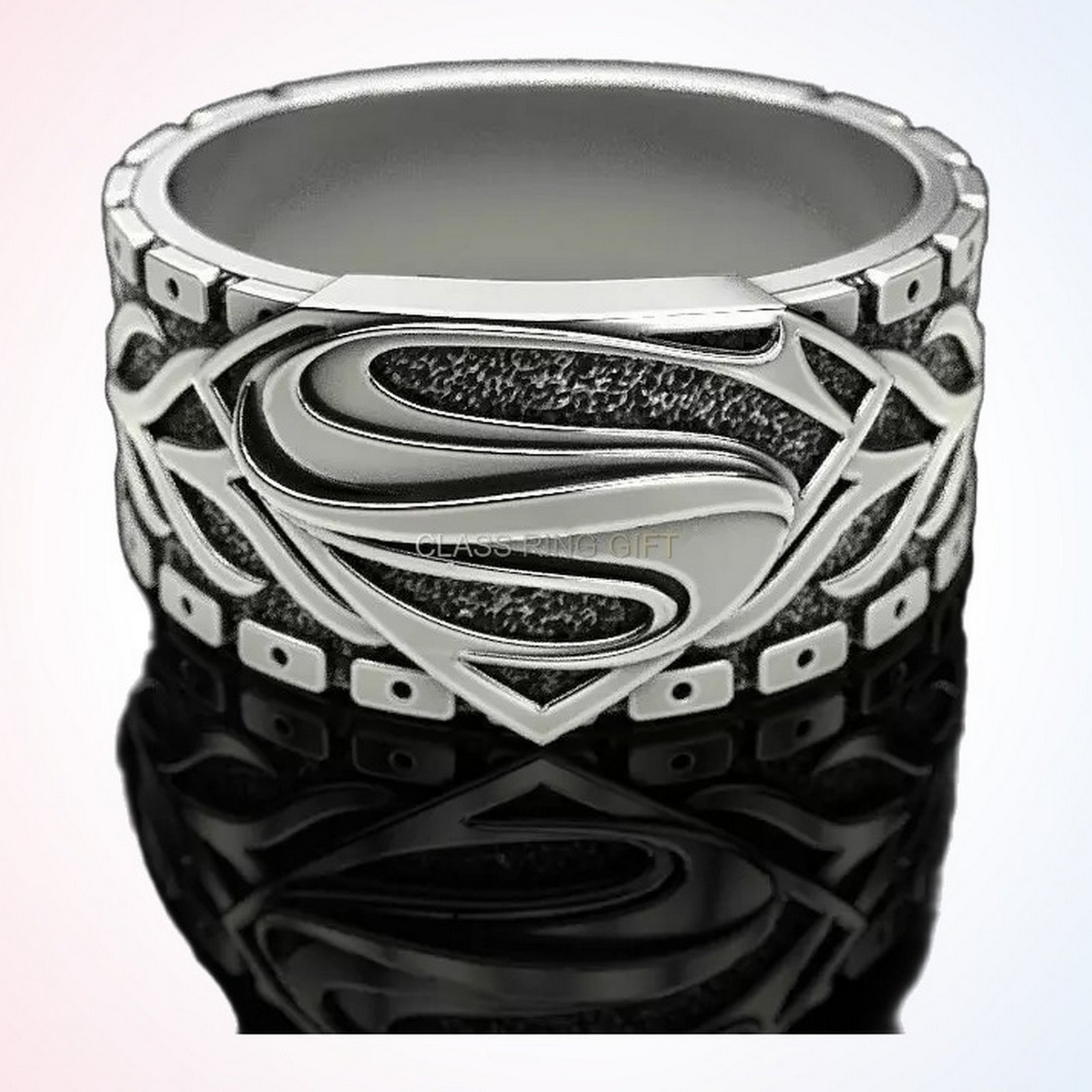 personalized gift of superman ring 2 with shield emblem face-on