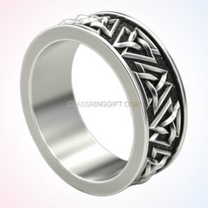 Sterling silver interlocking triangles ring with oxidized antique finish