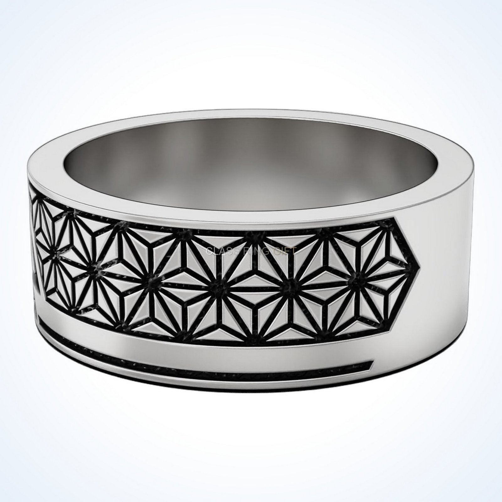 Gift for him valknut viking, Top view with shiny interior and geometric border
