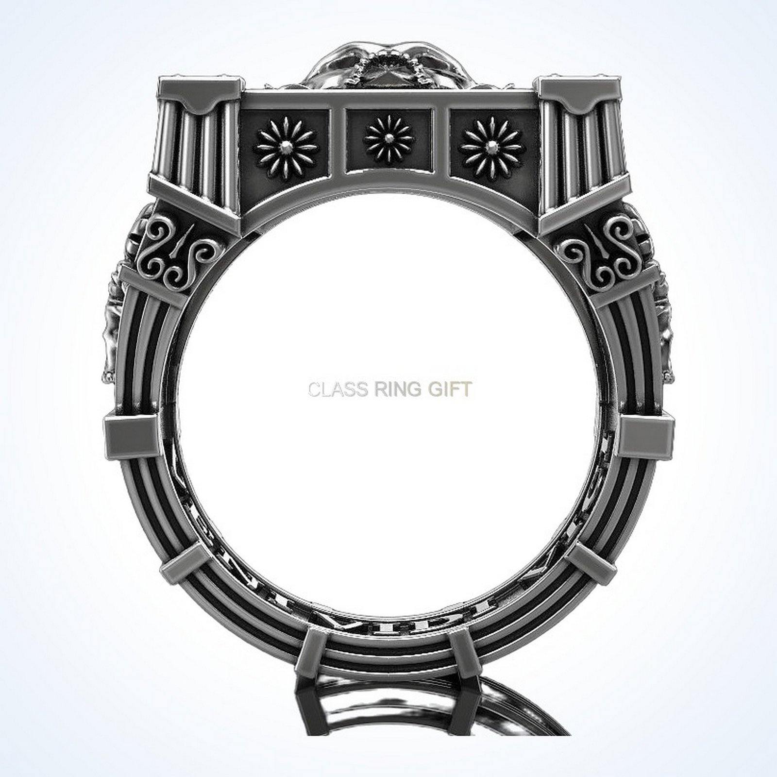 Gift for him vampire skull ring, oxidized 925 silver with garnet accents