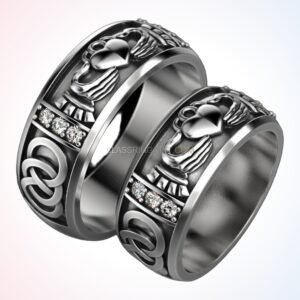 Wedding personalized gift ring with floral quatrefoil crosses, oxidized 925 silver