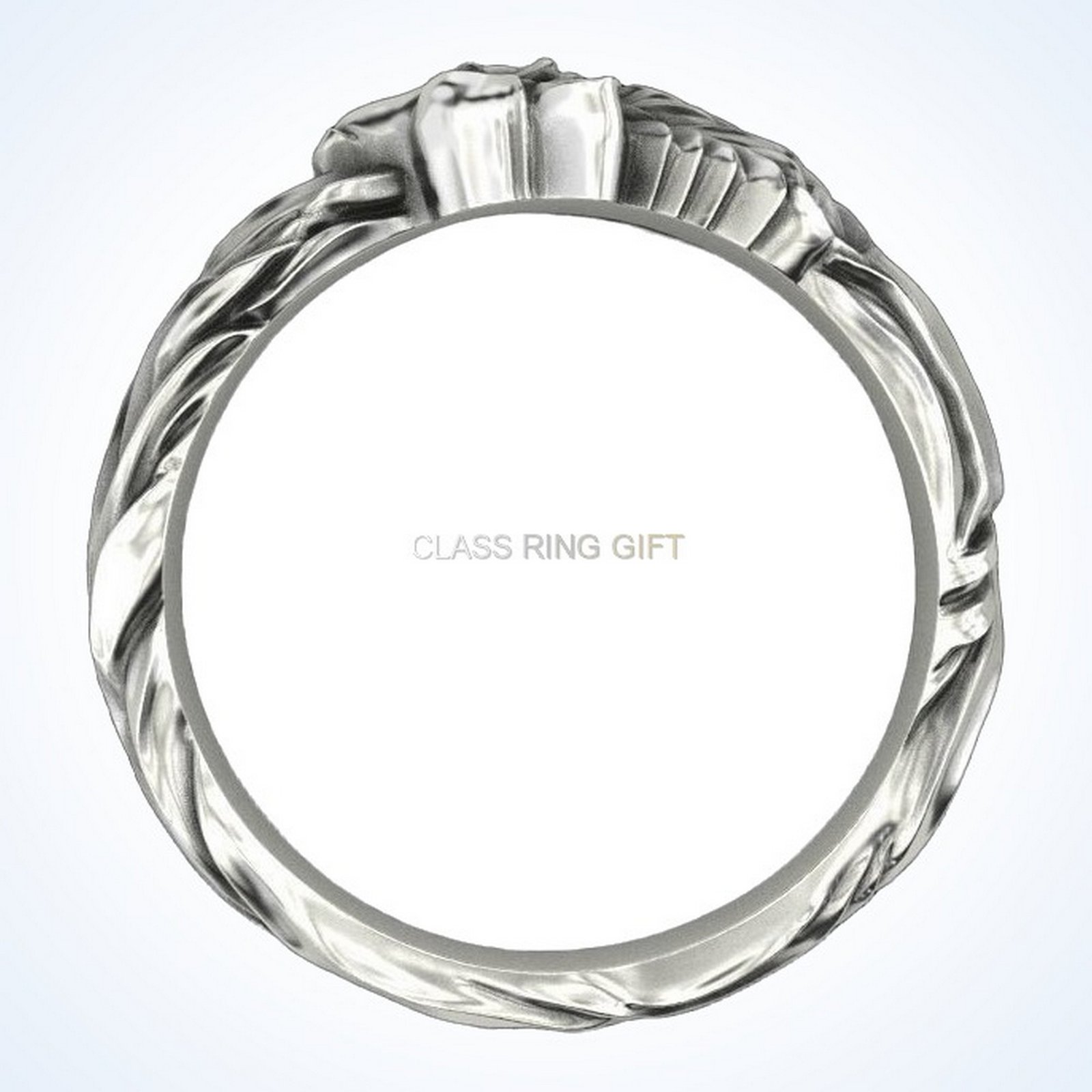 Gift for him wolf ring, front circular head-on view