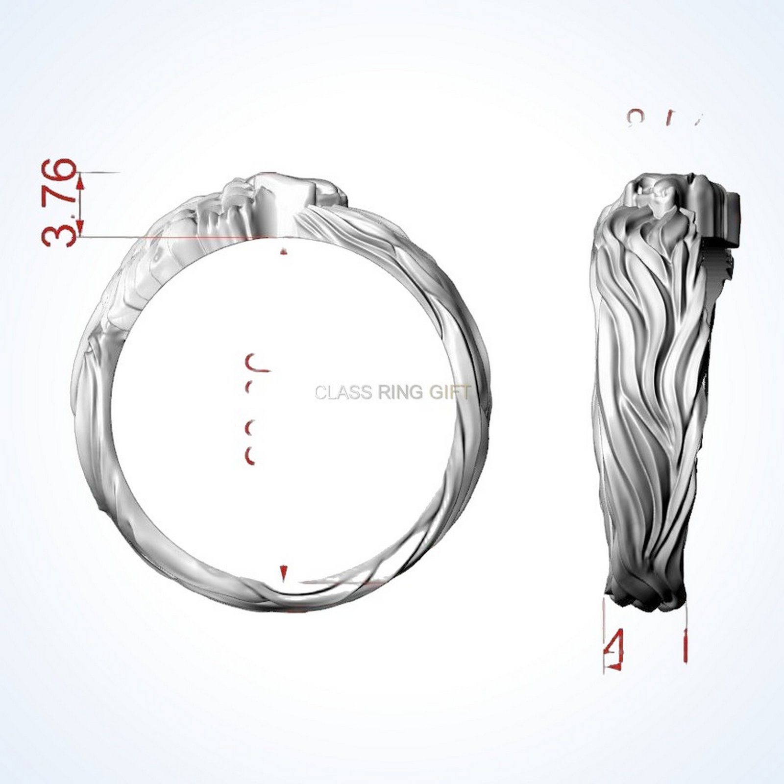 gift for him wolf ring oxidized 925 silver front view