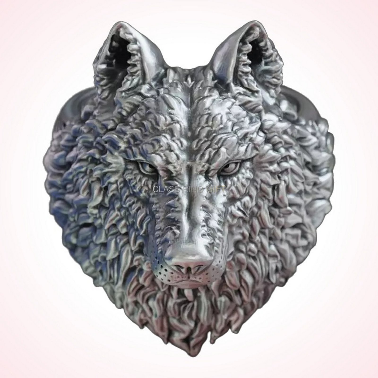 Gift for him wolf head, front face wolf head straight-on view