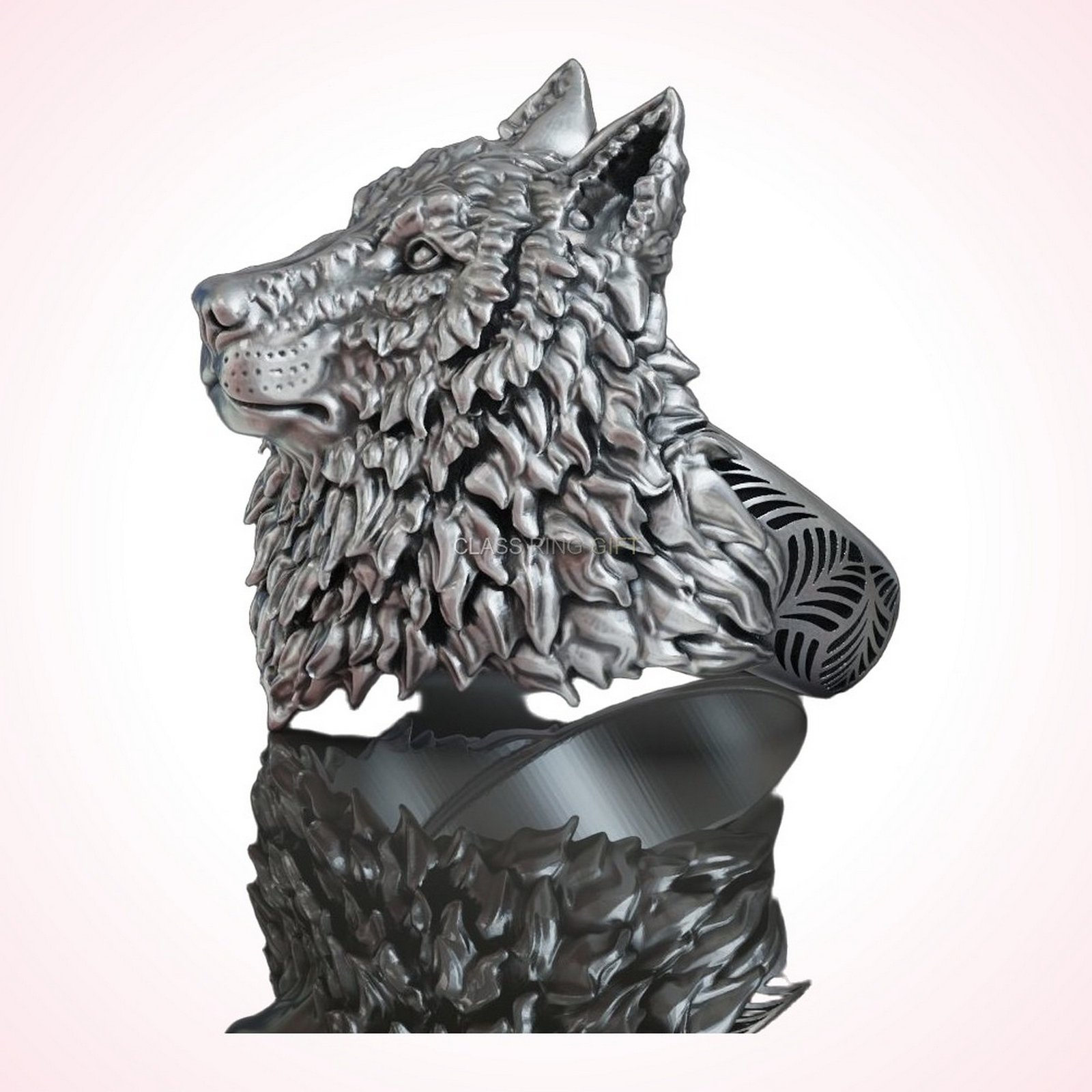 Gift for him wolf head, right side profile view