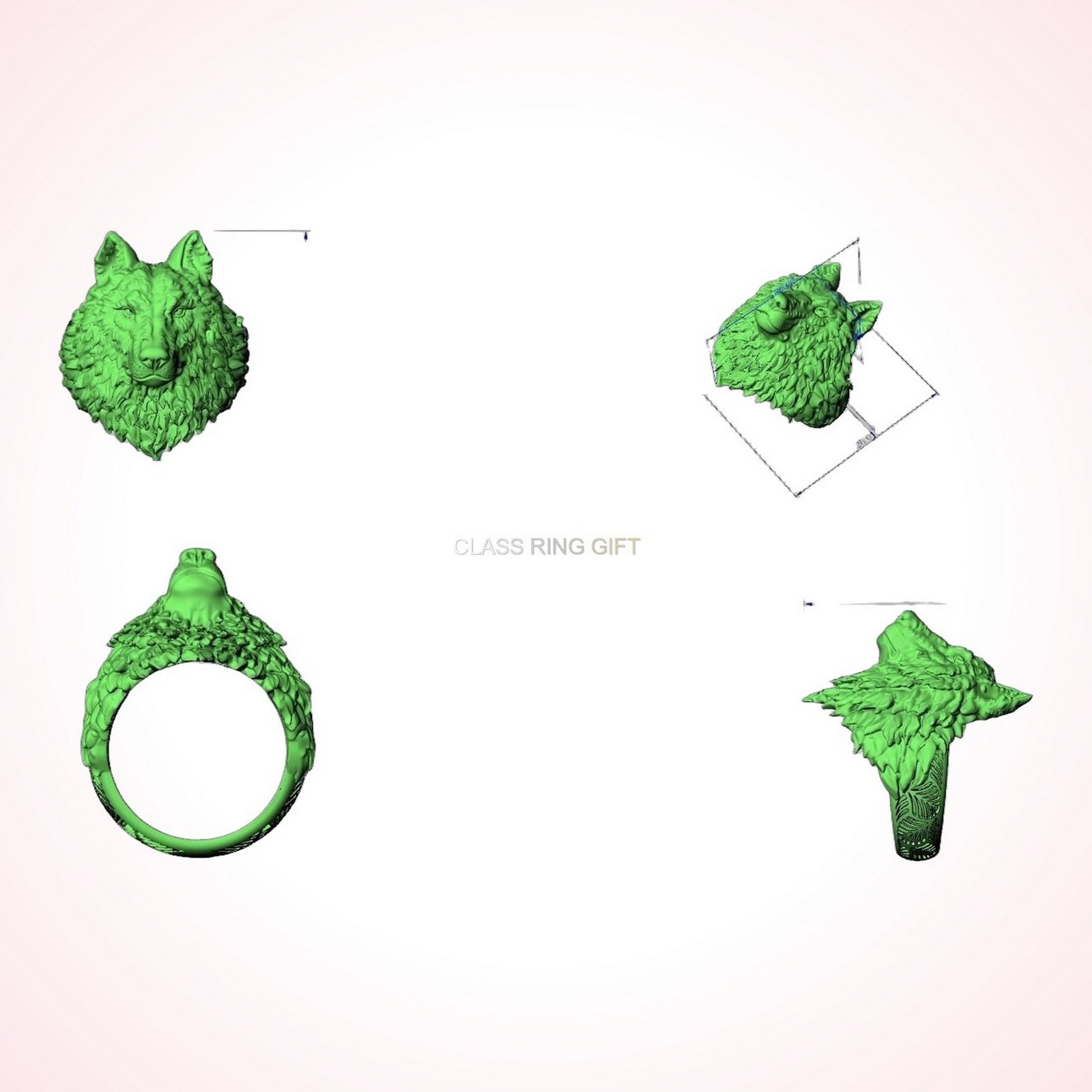 gift for him wolf head ring, handmade 925 sterling silver with oxidized finish
